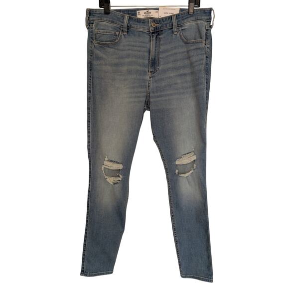 Hollister Womens Jeans, Medium Wash Curvy High-Rise Super Skinny Jeans, Sz 16/33 - Picture 1 of 9